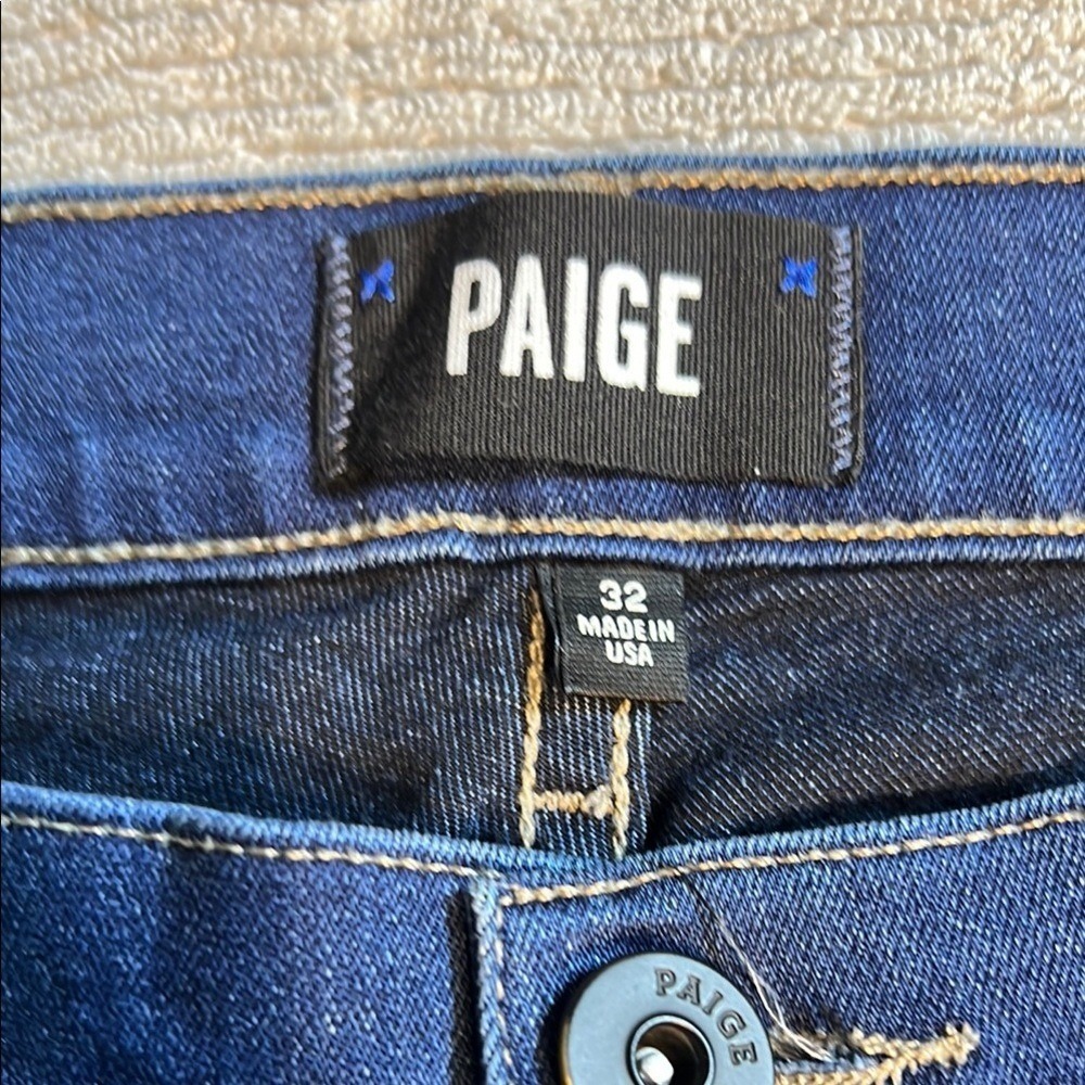 Paige Jeans Womens 32 Blue Straight Leg Denim Medium Wash Made in USA - Picture 2 of 15